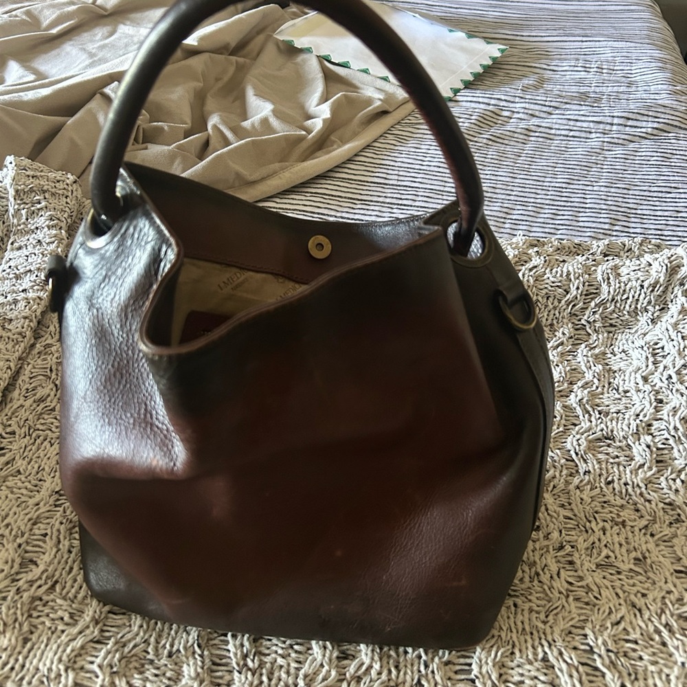 Chic Dark Brown Leather Hobo Bag